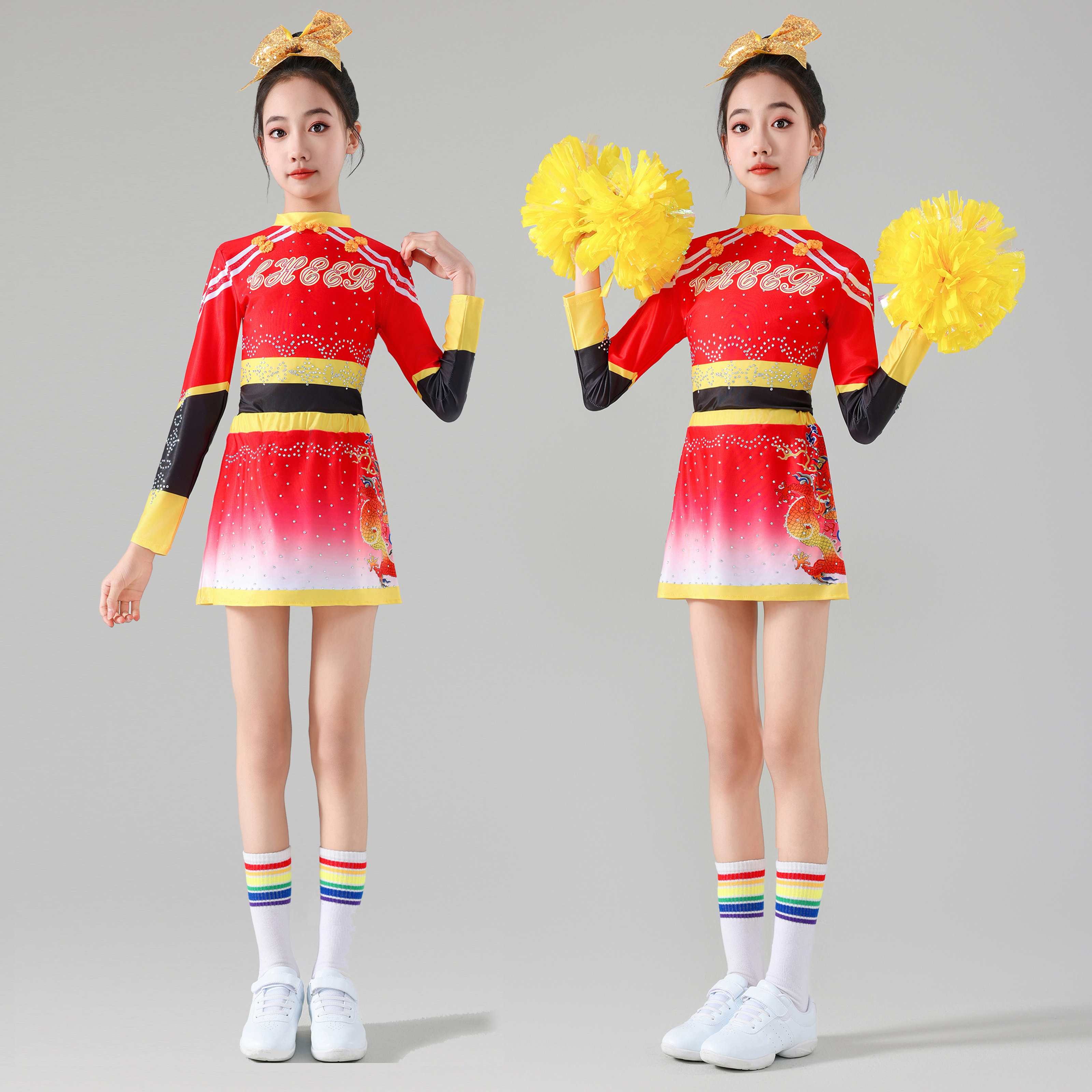 啦啦队比赛训练服儿童拉拉队图片