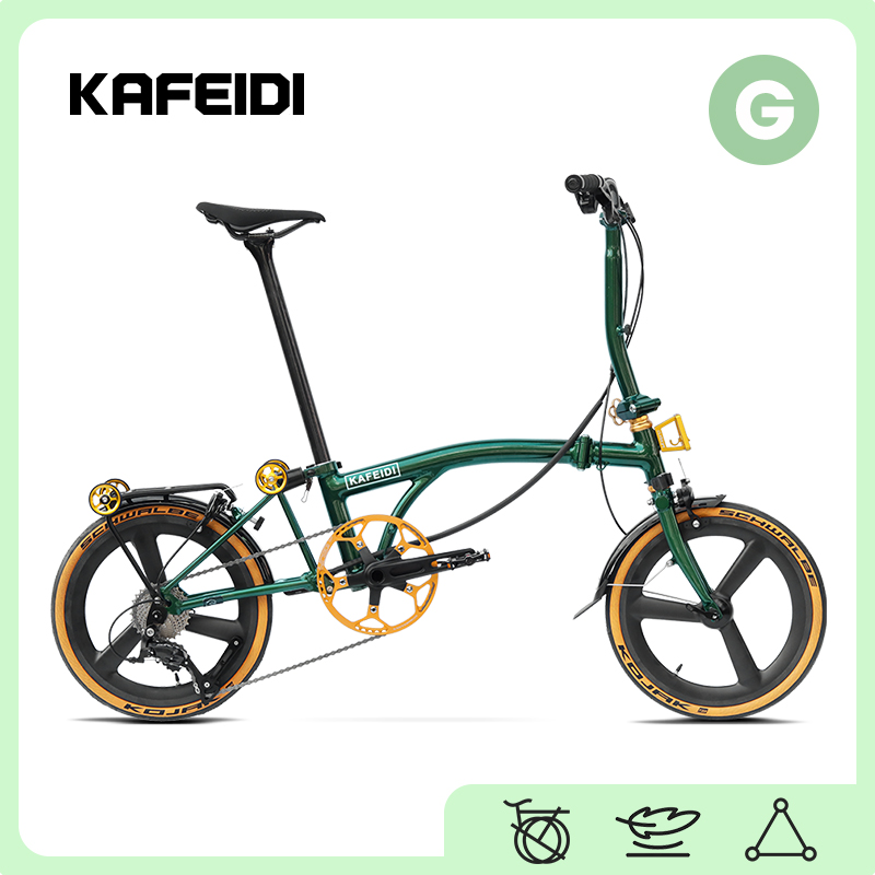 Kafeidi 一体碳轮铝合金7.8kg国布小布折叠车9速便携自行车碳三刀