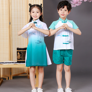 夏季幼儿园园服班服儿童校服套装小学生夏装中国风汉服复古装唐装