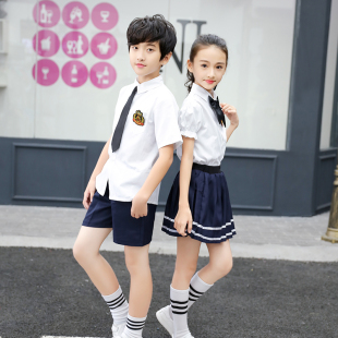新款英伦学院风日韩版短袖校服JK制服初中小学生男女款幼儿园套装