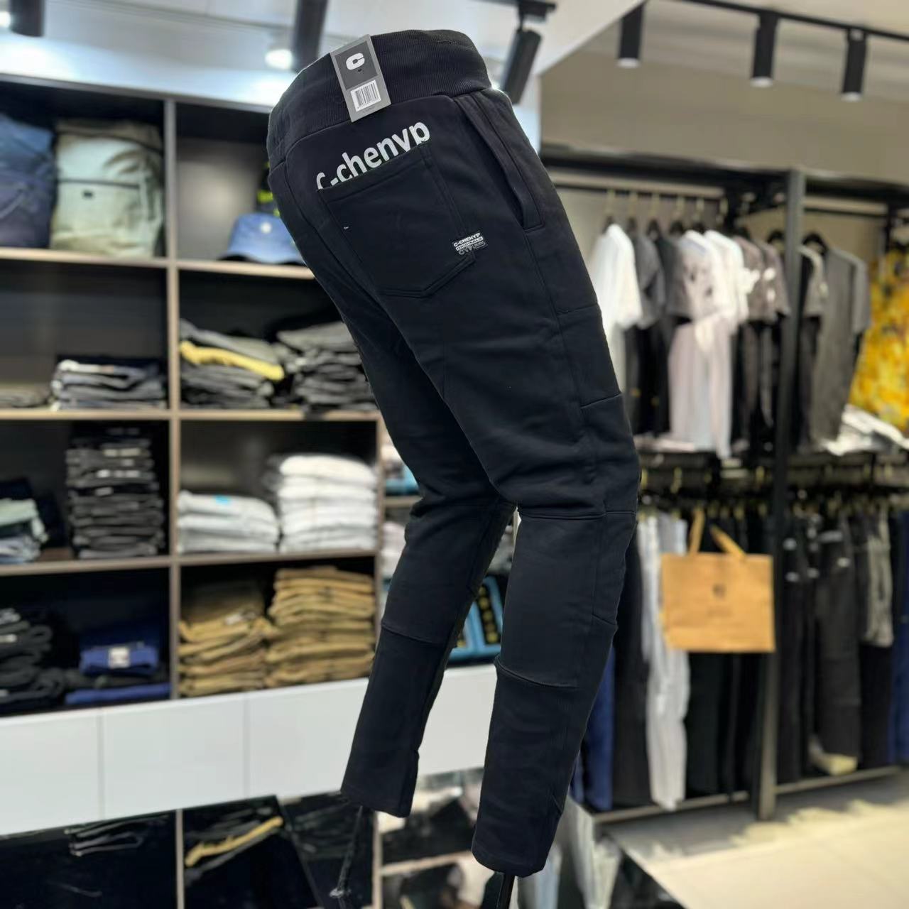 C12男春秋拼接毛圈锥形休闲卫裤