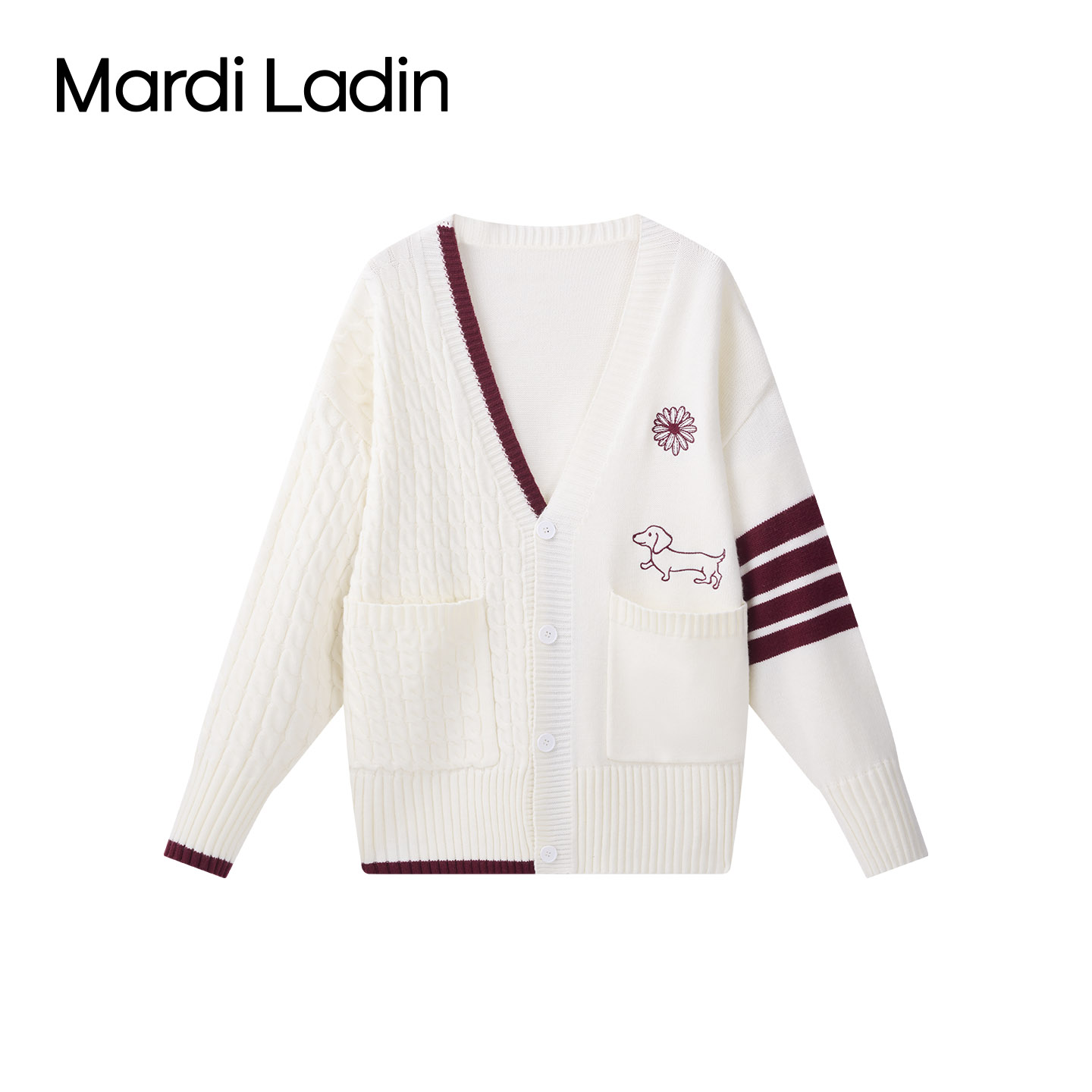 MardiLadin米白休闲外套针织衫
