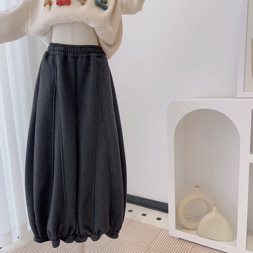 女童装一体绒呢裤弯刀裤冬潮