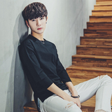 2021店主风休闲日系文艺青年短袖中袖棉麻T恤圆领五分袖男M56-P55，男装T恤，电商C312