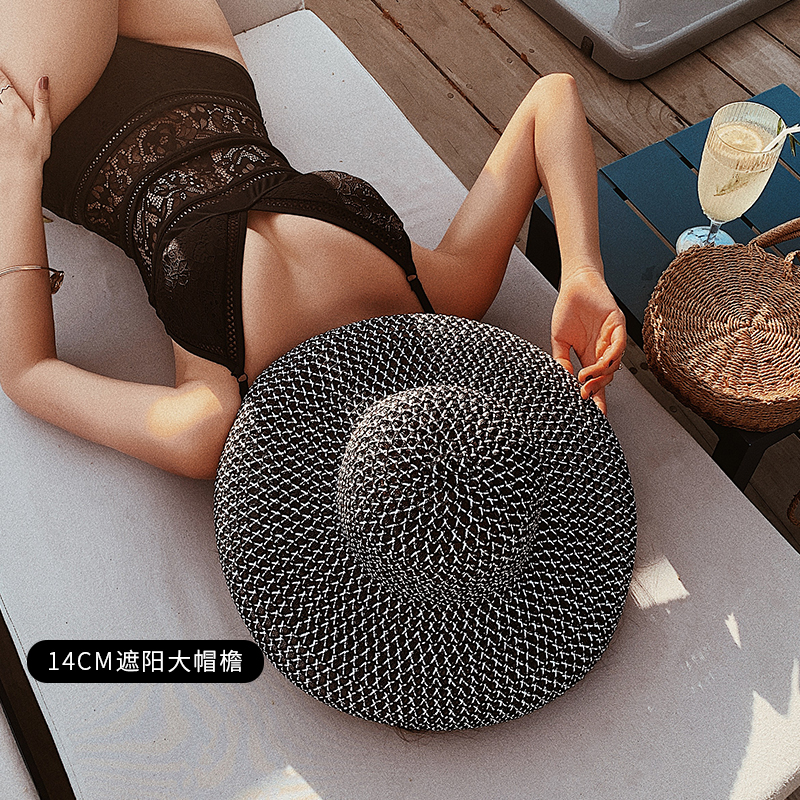 ins风度假海边沙滩赫本防晒帽子