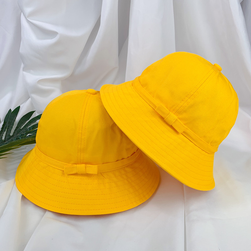 可爱日本学生小黄帽班级樱桃小丸子帽渔夫帽子夏季遮阳盆帽亲子帽