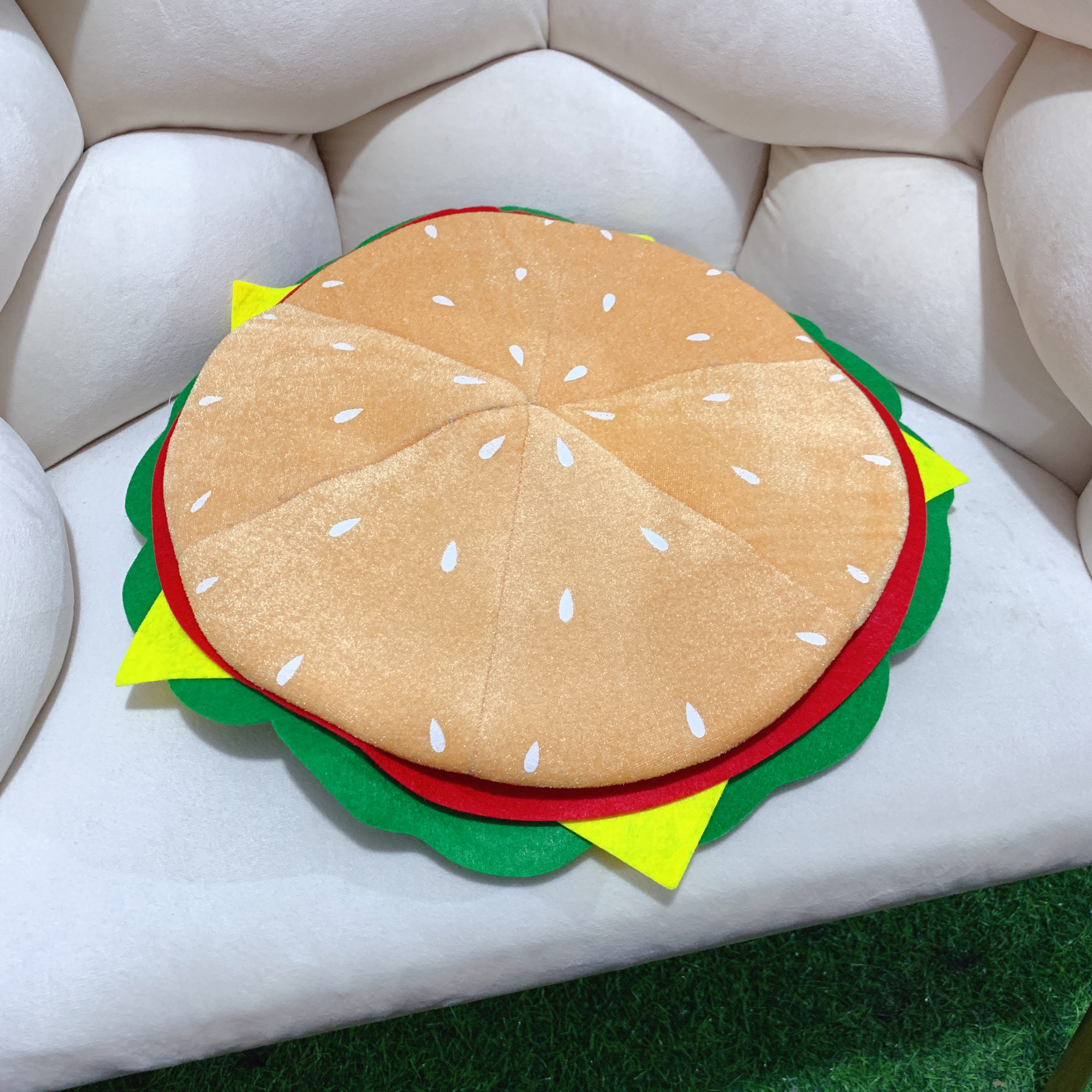 可爱汉堡帽子搞怪仿真汉堡包帽子搞笑时尚贝雷帽女网红款