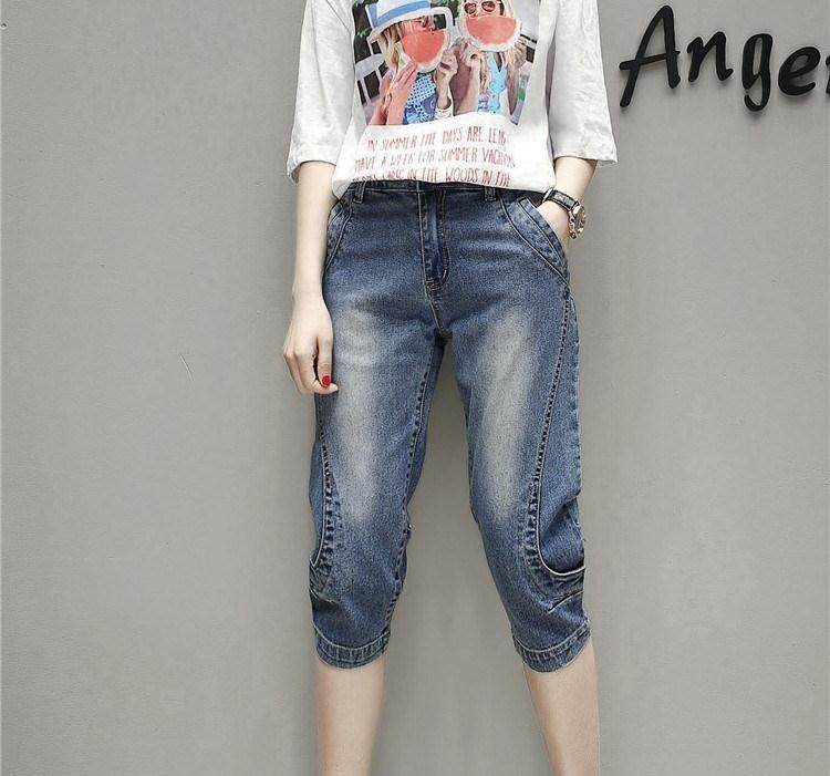 。美素芙六分裤女 bf风短裤女潮嘻哈ins网红五分裤女宽松过膝牛