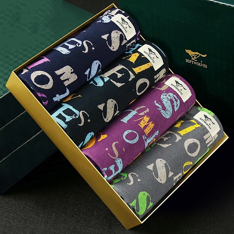 七匹狼男士内裤纯棉抗菌透气四角