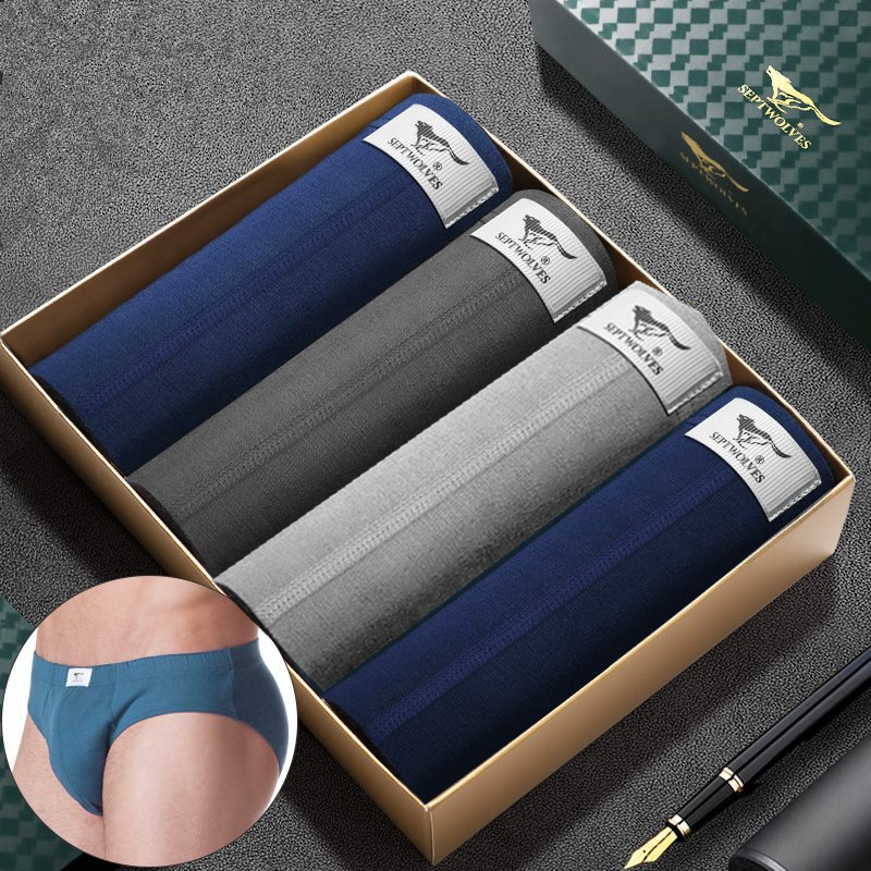 中腰全棉透气大码男士内裤七匹狼