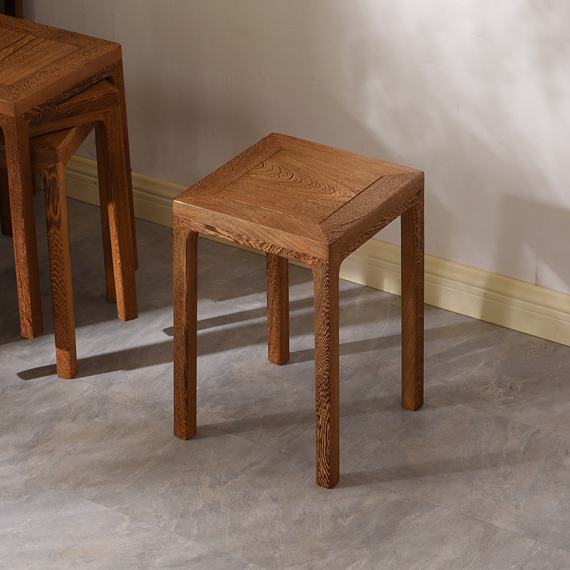 鸡翅木小方凳家用 红木茶桌餐桌凳子餐厅备用 新中式实木矮凳原木