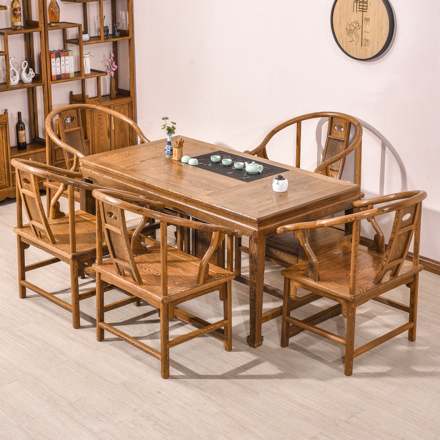 红木家具鸡翅木茶桌新中式实木