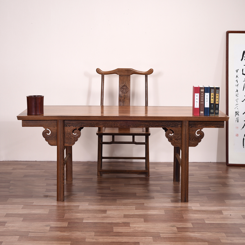 鸡翅木书桌家用中式实木画案红木书法桌原木书画桌仿古写字台书房