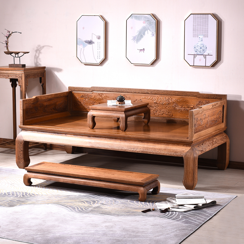 鸡翅木罗汉床三件套红木中式实木