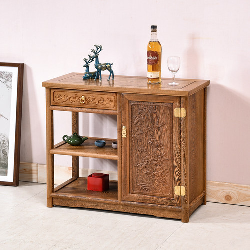 鸡翅木餐边柜红木中式实木茶水柜原木茶桌边柜侧柜复古厨房储物柜 - 封面