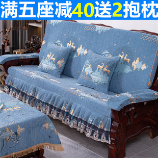 加厚实木红木质沙发垫带靠背连体中式 春秋联邦椅海绵坐垫 防滑老式