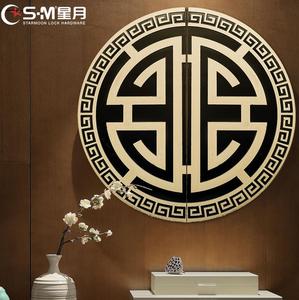 星月纯铜拉手全铜新中式黄铜柜门对开圆形拉手衣柜子门把手
