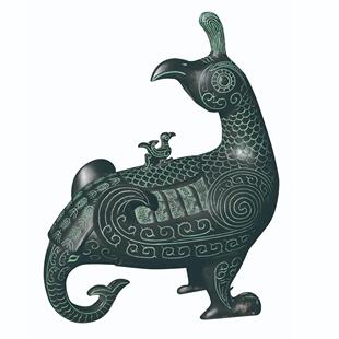 仿古青铜器晋候鸟尊漆器脱胎摆件