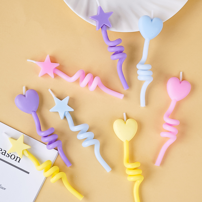 生日韩式蛋糕装饰星星爱心蜡烛