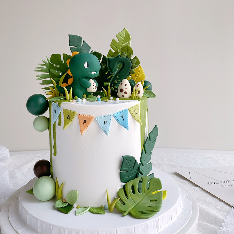 卡通恐龙蛋糕装饰抱蛋霸王龙玩偶