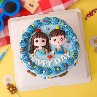 六一蛋糕裝 男孩女孩軟陶插件可愛小熊寶寶生日插牌插卡 飾背帶褲