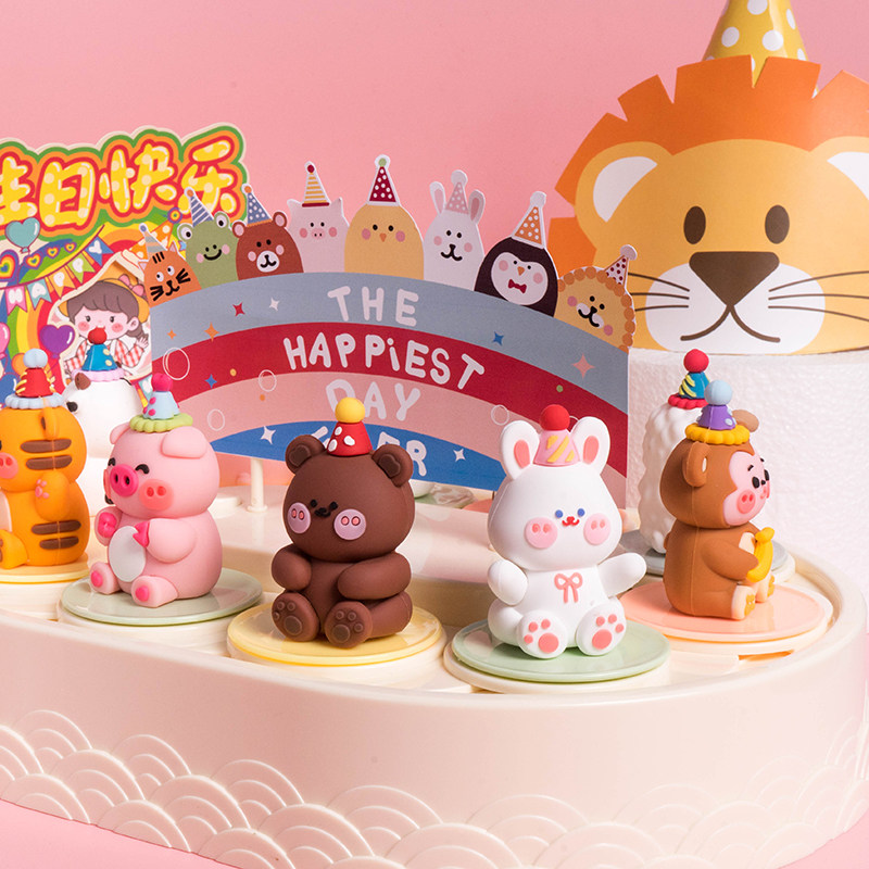 网红动物蛋糕装饰摆件甜品儿童