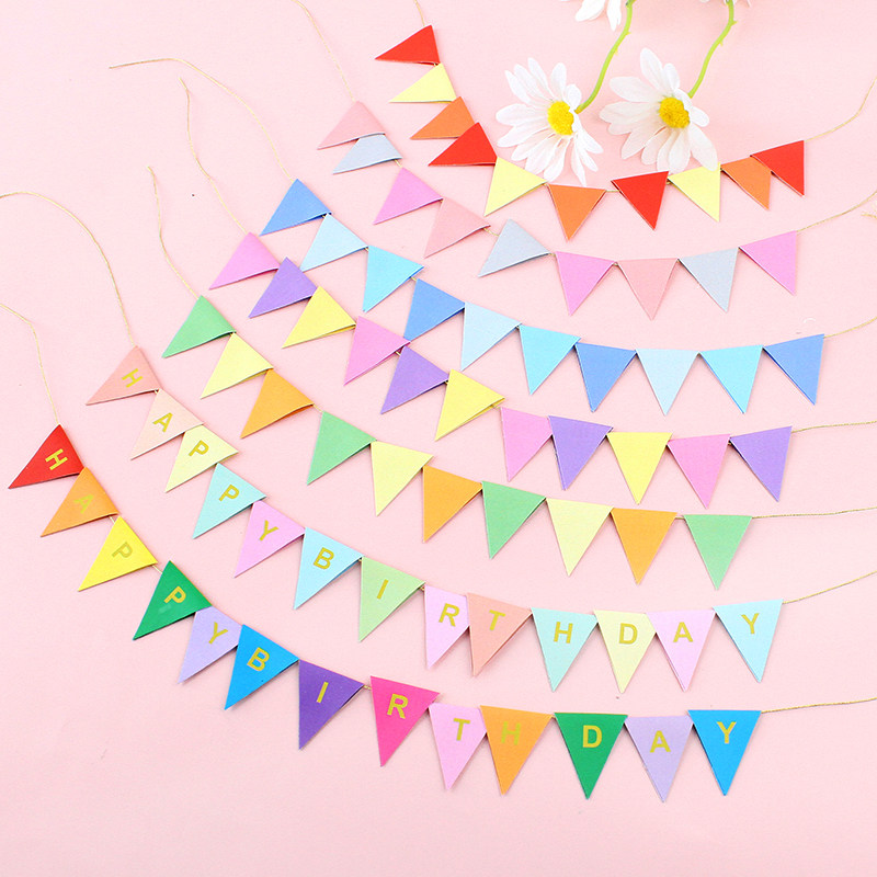 烘焙蛋糕装饰网红彩色三角小旗子插牌百搭HB生日迷你拉花挂旗插件