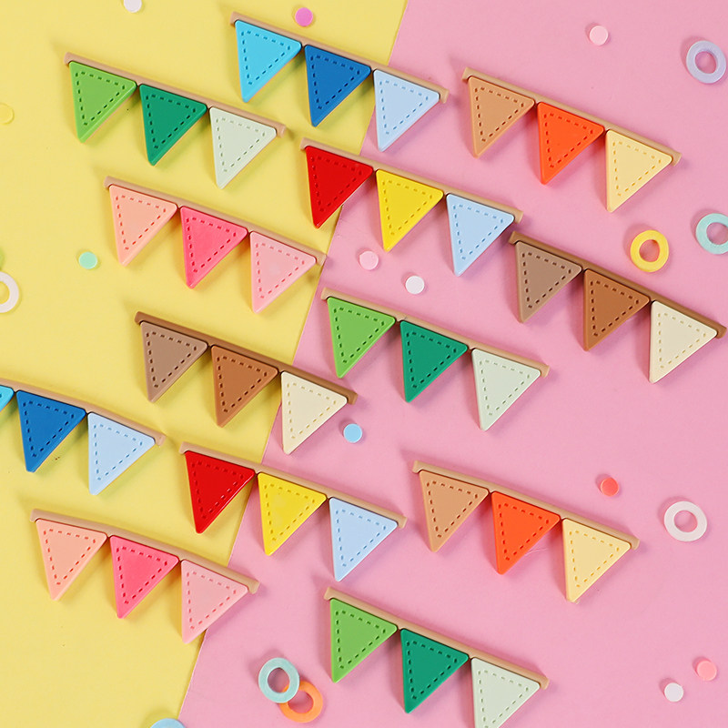 儿童蛋糕装饰彩色三角小旗子软胶插件百搭生日迷你拉旗围边插牌,节庆用品/礼品,节日装扮用品,淘宝优惠券,粉丝福利购,淘宝优惠卷