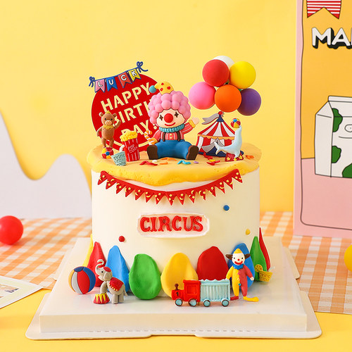 马戏团主题蛋糕装饰小丑软胶玩偶