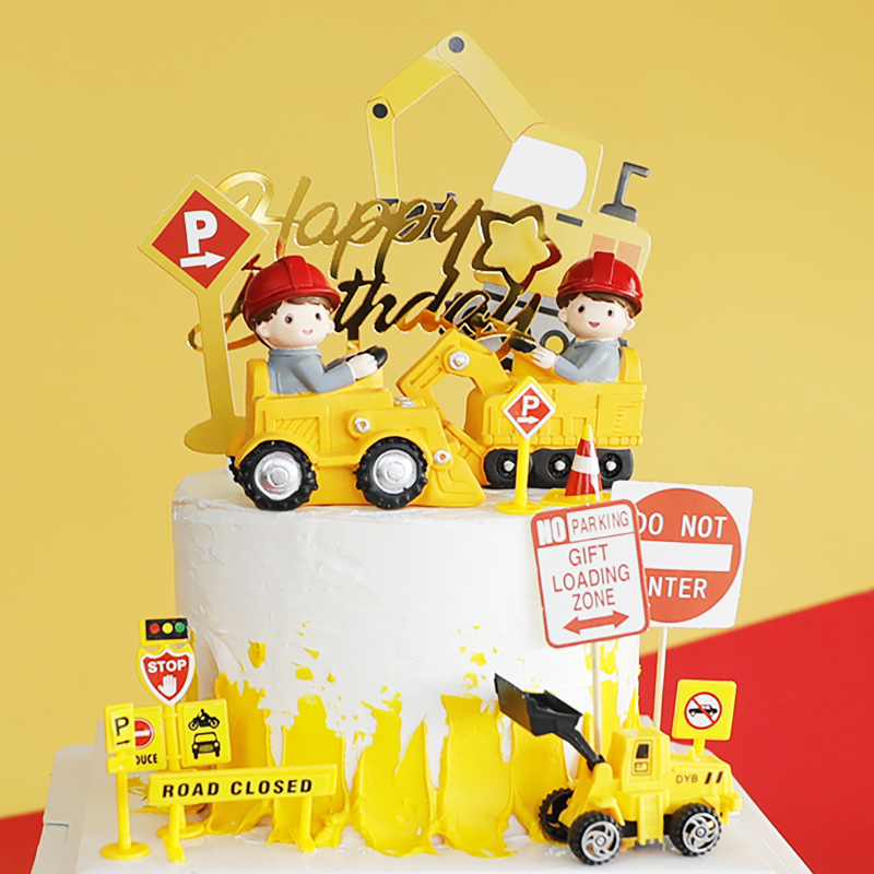 烘焙蛋糕装饰挖掘机工程车小朋友