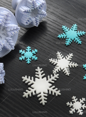 翻糖模具 雪花弹簧压模翻糖工具  3pc盒装