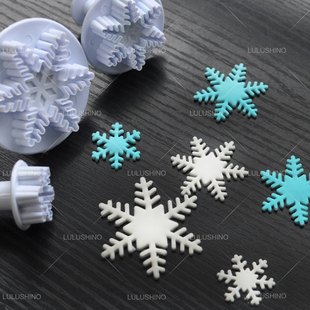 3pc盒装 翻糖模具 雪花弹簧压模翻糖工具