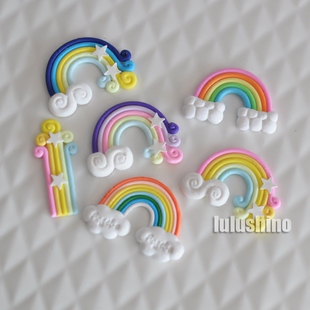 饰插件软陶彩虹插牌卡通云朵星星彩虹软胶拱门糖果彩虹 彩色蛋糕装