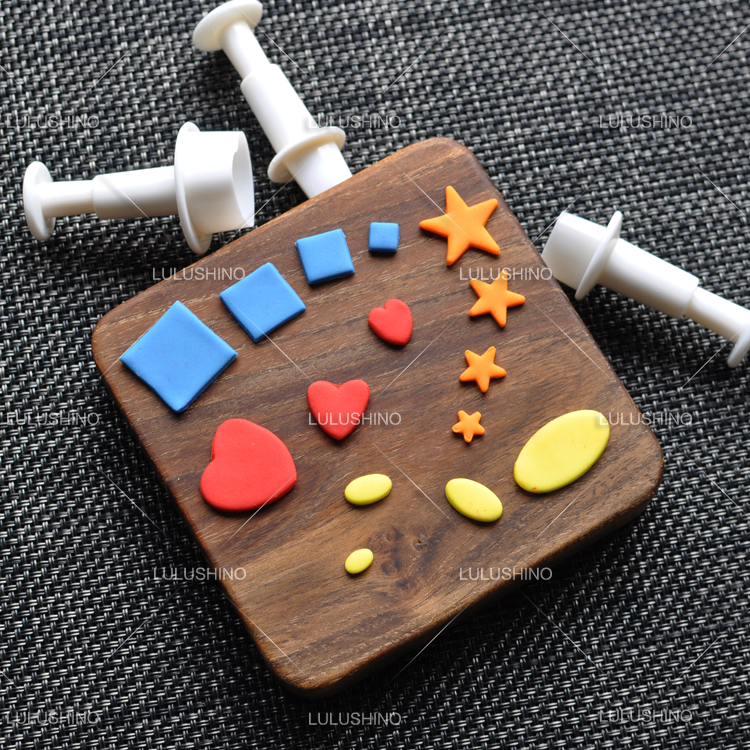 翻糖蛋糕工具 五角星/椭圆/方形/圆形/爱心翻糖压花模 弹簧切模