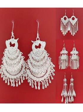 侗族复古宫廷风舞台孔雀耳环