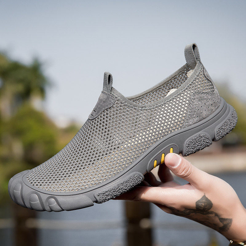 夏天户外鞋男款镂空透气网鞋软底网眼鞋男士休闲网面鞋运动网布鞋