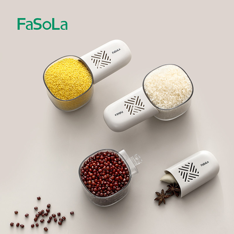 FASOLA家用厨房量勺五谷杂粮勺子带刻度多功能舀米勺挖面勺面粉铲