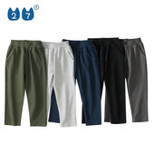 男童百搭夏裤 27kids春夏装 童装 中小童纯棉直筒裤 纯色儿童长裤 韩版