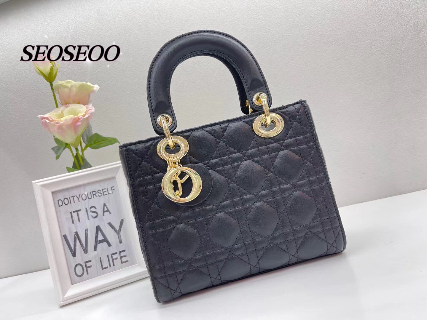 SEOSEOO南奥袋鼠791640手提包新款时尚菱格戴妃包高级感百搭女包