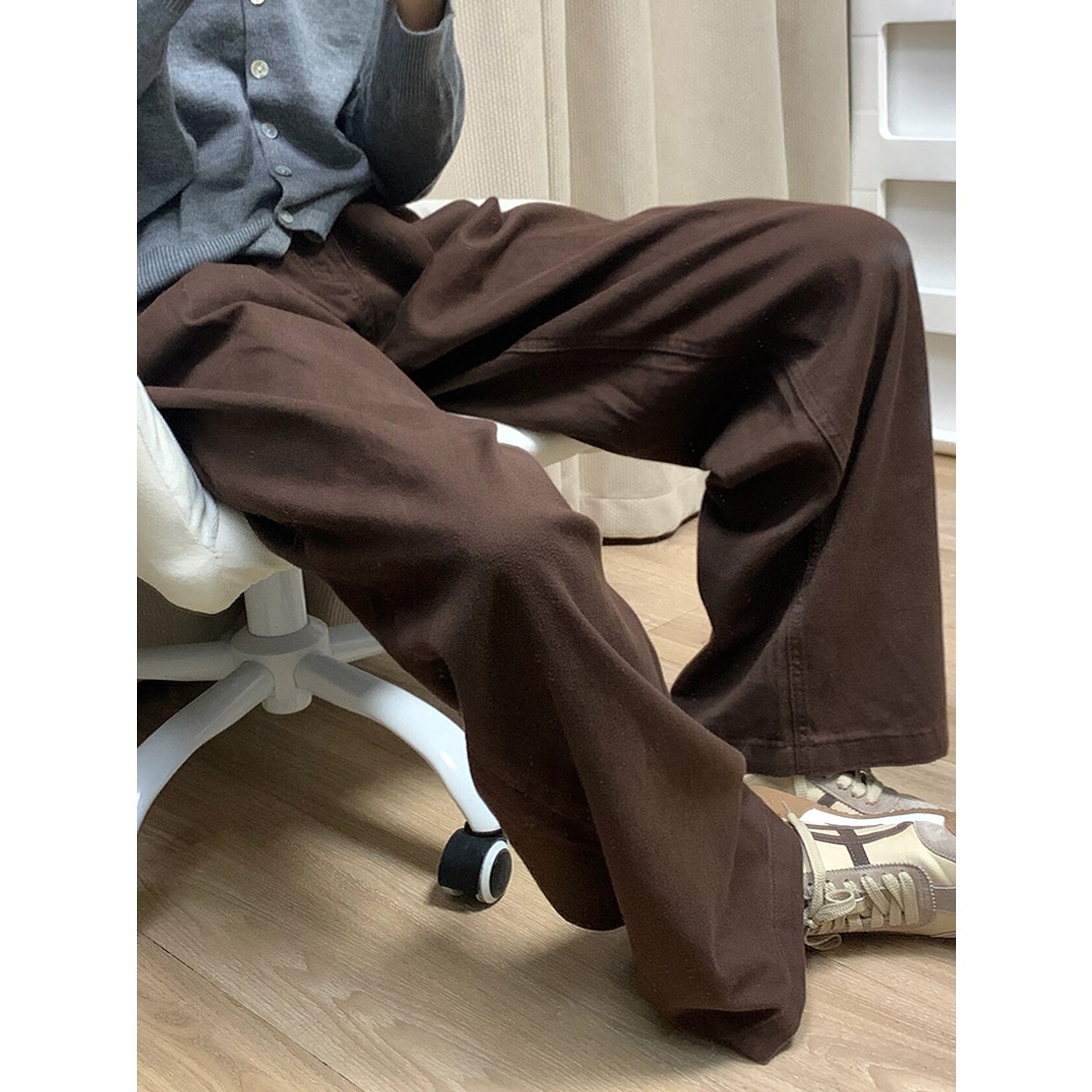 深咖色牛仔裤女秋冬加绒胖妹妹mm