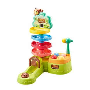 儿童J计分投篮轨道球益智DIY早教转转乐滚滚球叠叠乐敲打玩具