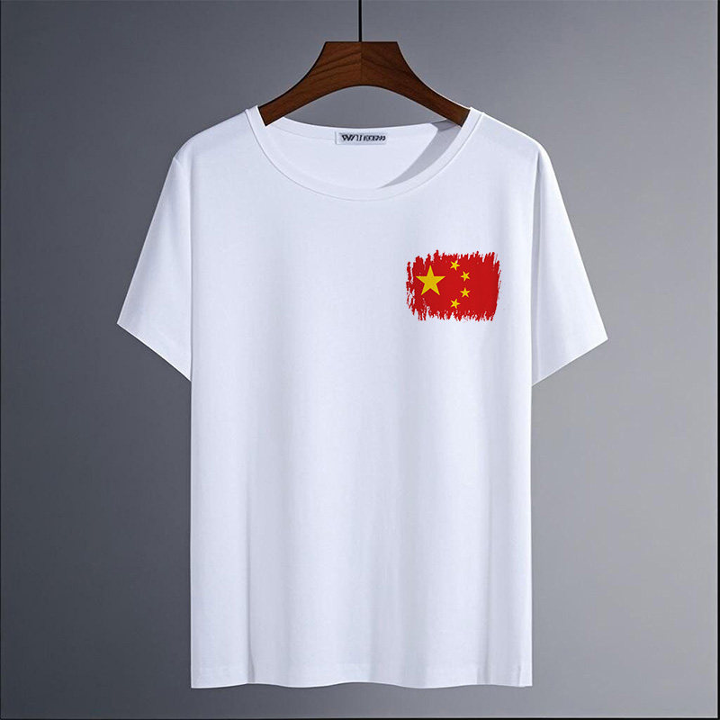 国庆五星红旗印花短袖T恤女装夏