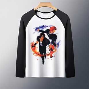 新款拳皇游戏衣服T恤卡通动漫周边草稚京八神庵二次元黑袖长袖秋