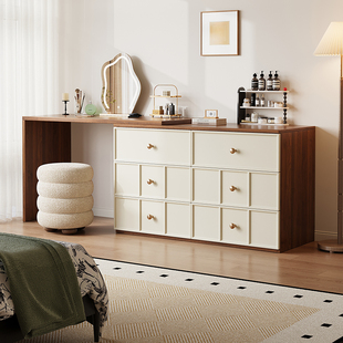 梳妆台斗柜一体卧室化妆桌家用现代简约收纳柜2026新款转角梳妆桌