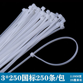 白色3*250MM 勒死狗捆绑线卡扣2.7宽塑料封条束线自锁式尼龙 扎带