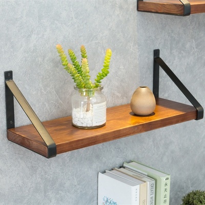 实木墙上置物架墙壁装饰书架收纳