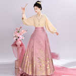 采莲归化蝶明制汉服女成人日常春夏马面裙2024新款织金马面半身裙