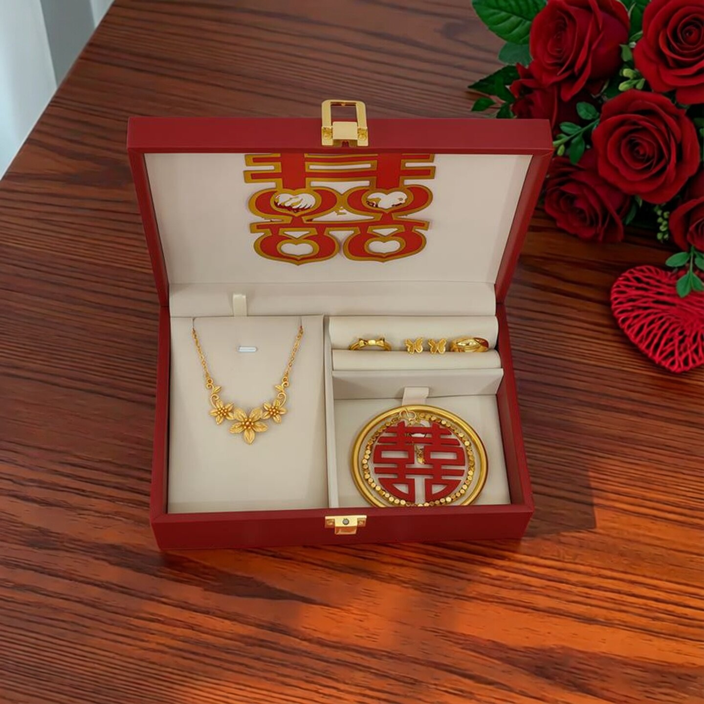 婚庆假黄金饰品结婚假三金套装