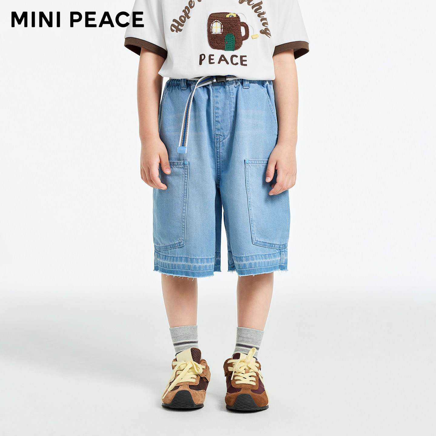【专柜同款】MINIPEACE太平鸟童装男童牛仔中短裤五分直筒裤夏装