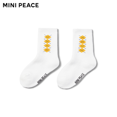 【专柜同款】MINIPEACE太平鸟童装男童菱格袜子春秋儿童中筒袜